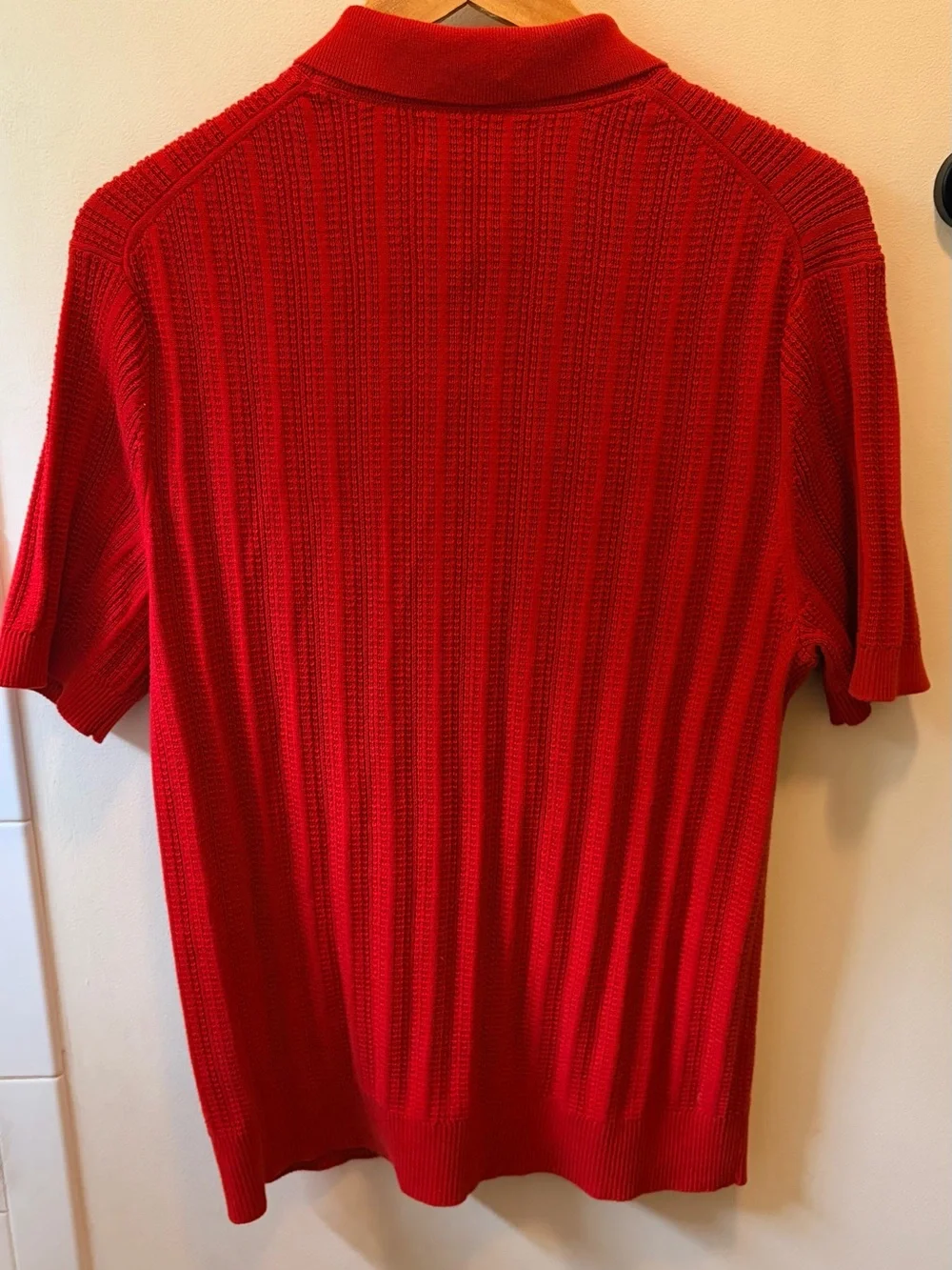 BANANA REPUBLIC knit button down shirt short sleeve men’s medium red NWT